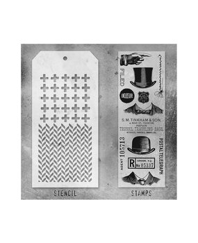 Stampers Anonymous Tim Holtz Clear Stamp and Stencil Set 16 (THMM116) Stampers Anonymous Tim Holtz Clear Stamp and Stencil Set 16 (THMM116)