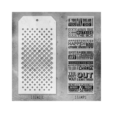 Stampers Anonymous Tim Holtz Clear Stamp and Stencil Set 17 (THMM117) Stampers Anonymous Tim Holtz Clear Stamp and Stencil Set 17 (THMM117)