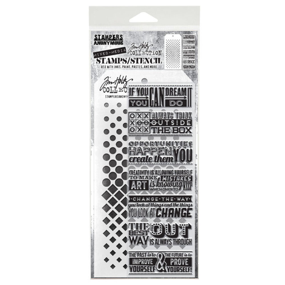 Stampers Anonymous Tim Holtz Clear Stamp and Stencil Set 17 (THMM117) Stampers Anonymous Tim Holtz Clear Stamp and Stencil Set 17 (THMM117)