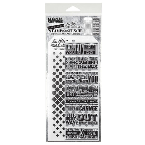 Stampers Anonymous Tim Holtz Clear Stamp and Stencil Set 17 (THMM117) Stampers Anonymous Tim Holtz Clear Stamp and Stencil Set 17 (THMM117)
