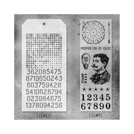 Stampers Anonymous Tim Holtz Clear Stamp and Stencil Set 18 (THMM118)