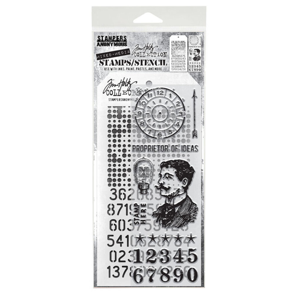 Stampers Anonymous Tim Holtz Clear Stamp and Stencil Set 18 (THMM118)