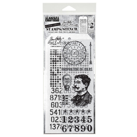 Stampers Anonymous Tim Holtz Clear Stamp and Stencil Set 18 (THMM118)