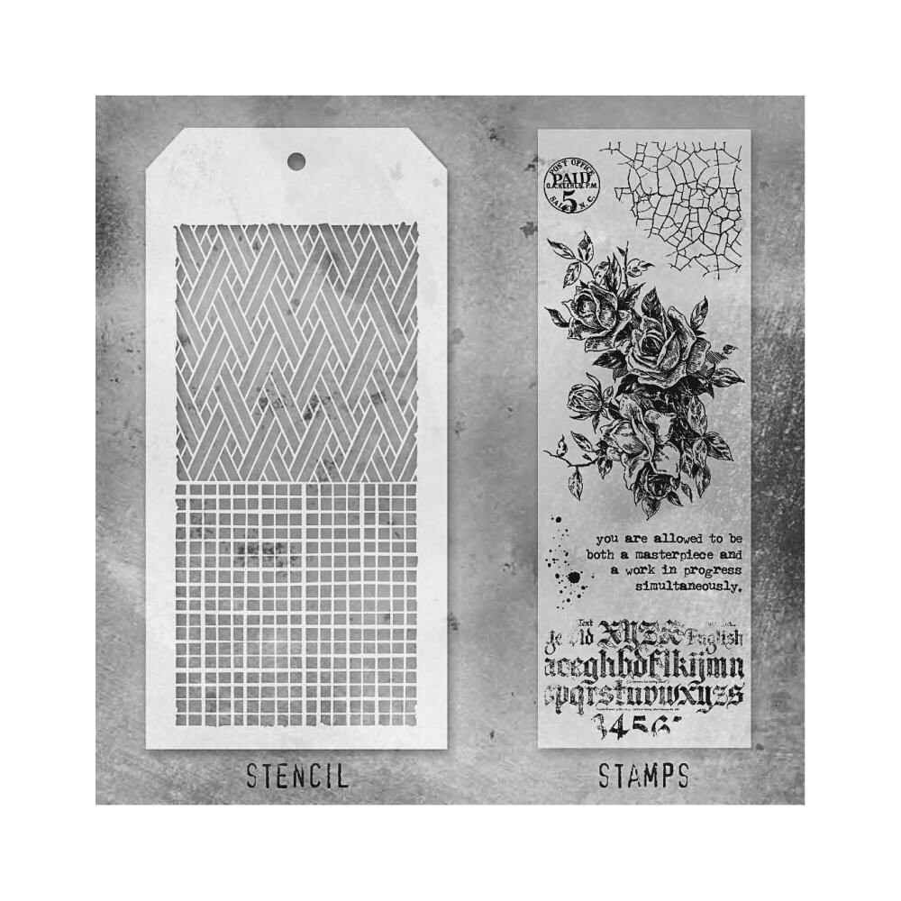 Stampers Anonymous Tim Holtz Clear Stamp and Stencil Set 19 (THMM119) Stampers Anonymous Tim Holtz Clear Stamp and Stencil Set 19 (THMM119)