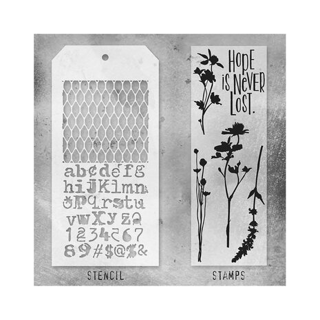 Stampers Anonymous Tim Holtz Clear Stamp and Stencil Set 21 (THMM121) Stampers Anonymous Tim Holtz Clear Stamp and Stencil Set 21 (THMM121)