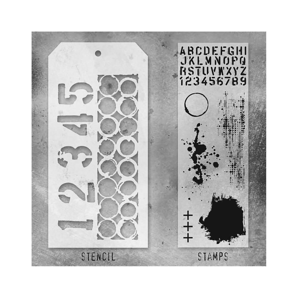 Stampers Anonymous Tim Holtz Clear Stamp and Stencil Set 22 (THMM122) Stampers Anonymous Tim Holtz Clear Stamp and Stencil Set 22 (THMM122)