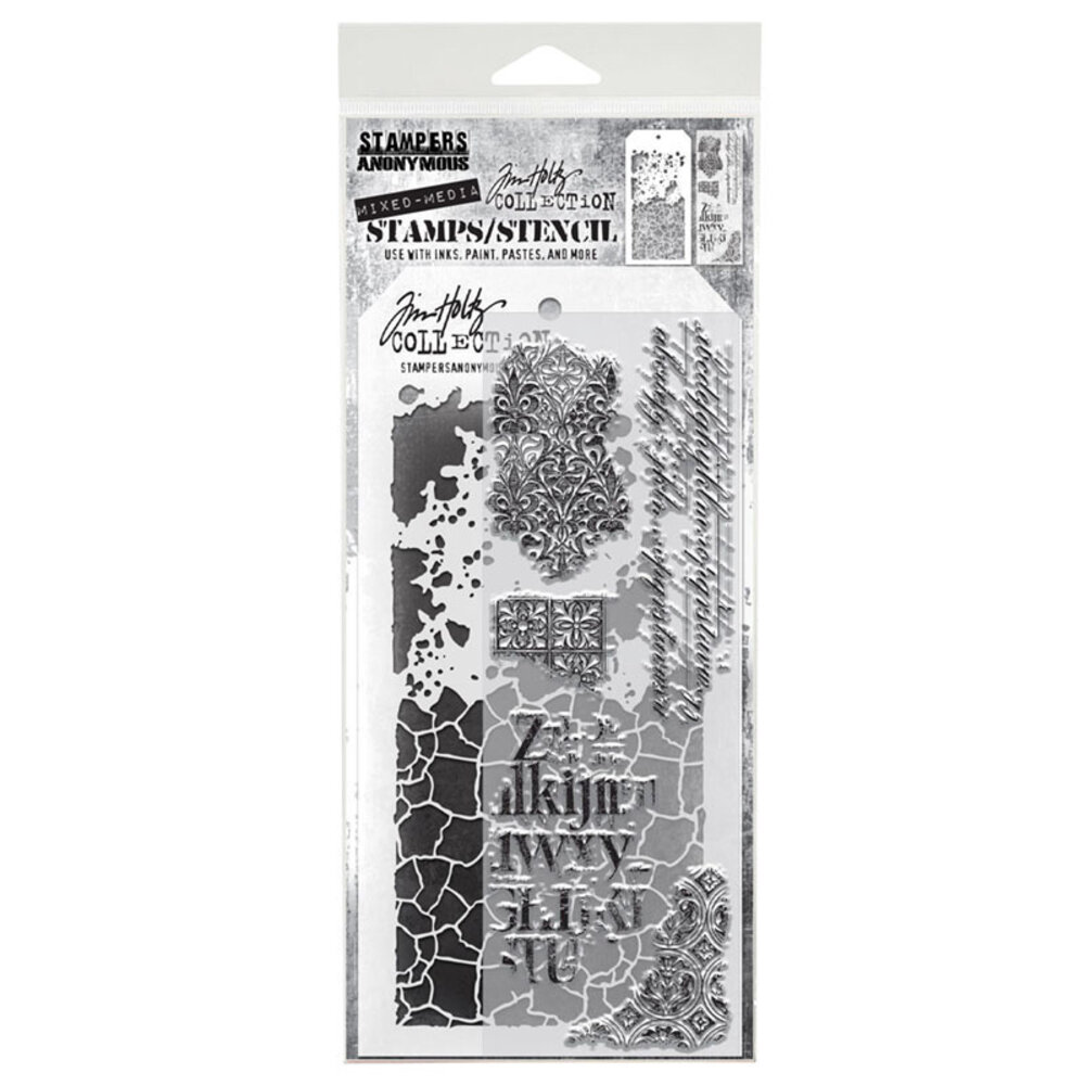 Stampers Anonymous Tim Holtz Clear Stamp and Stencil Set 23 (THMM123) Stampers Anonymous Tim Holtz Clear Stamp and Stencil Set 23 (THMM123)