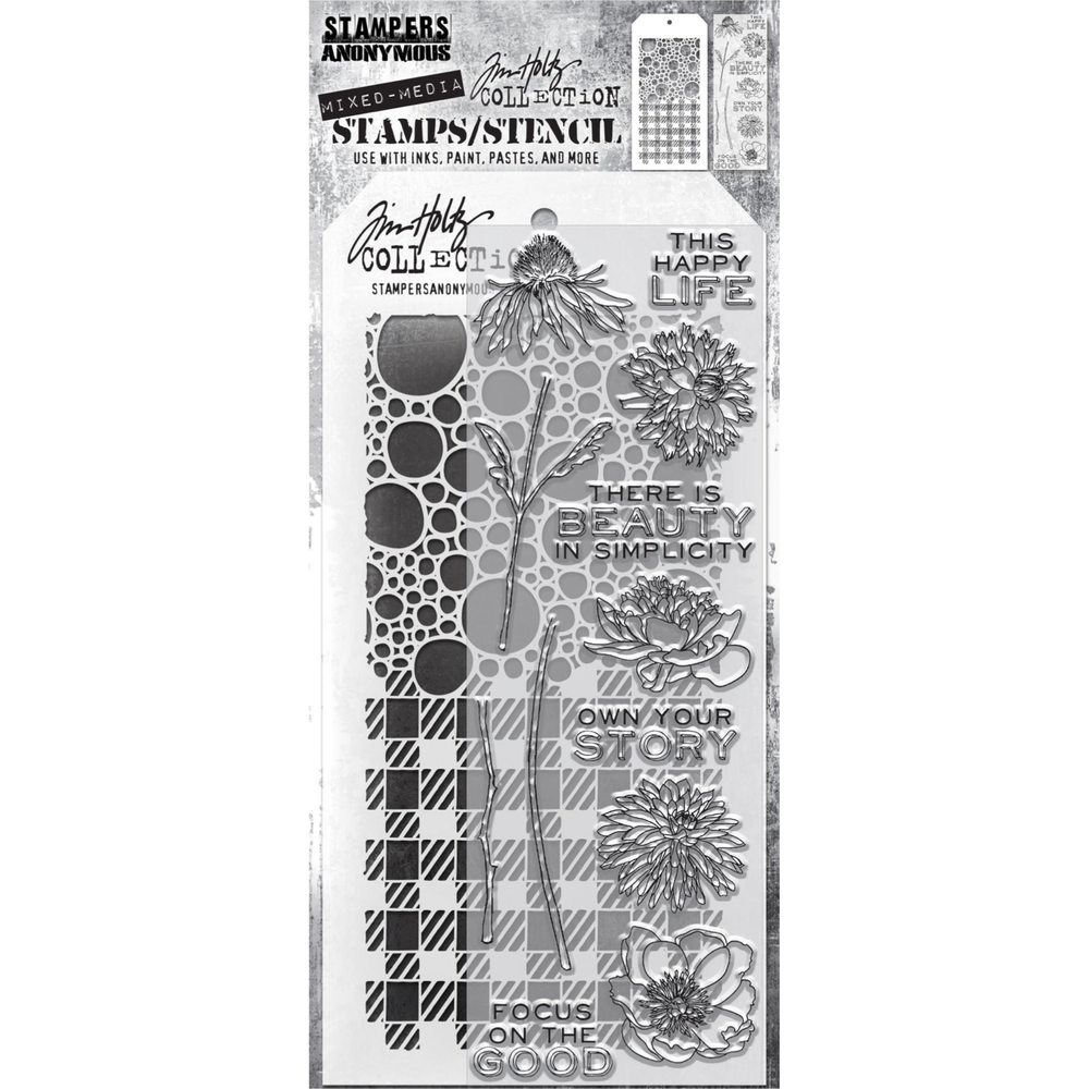 Stampers Anonymous Tim Holtz Clear Stamp and Stencil Set 24 (THMM124) Stampers Anonymous Tim Holtz Clear Stamp and Stencil Set 24 (THMM124)