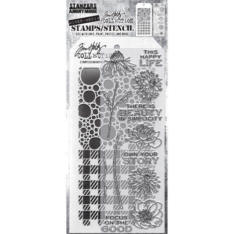 Stampers Anonymous Tim Holtz Clear Stamp and Stencil Set 24 (THMM124) Stampers Anonymous Tim Holtz Clear Stamp and Stencil Set 24 (THMM124)