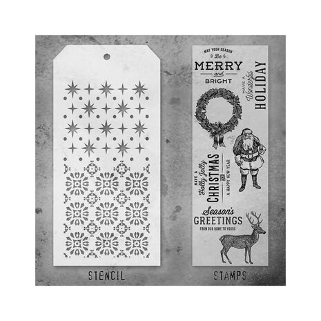 Stampers Anonymous Tim Holtz Clear Stamp and Stencil Set 35 (THMM135)