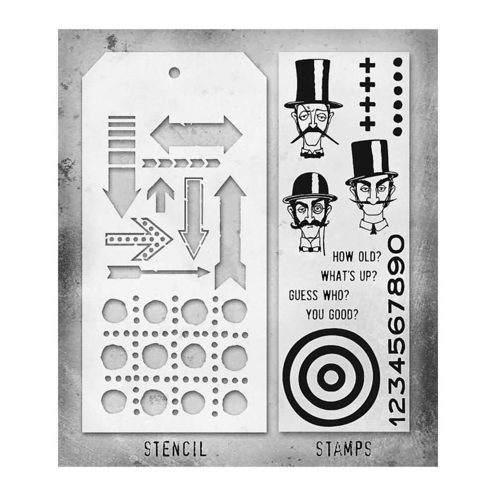 Stampers Anonymous Tim Holtz Clear Stamp and Stencil Set 39 (THMM139) Stampers Anonymous Tim Holtz Clear Stamp and Stencil Set 39 (THMM139)