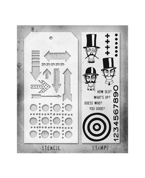 Stampers Anonymous Tim Holtz Clear Stamp and Stencil Set 39 (THMM139) Stampers Anonymous Tim Holtz Clear Stamp and Stencil Set 39 (THMM139)