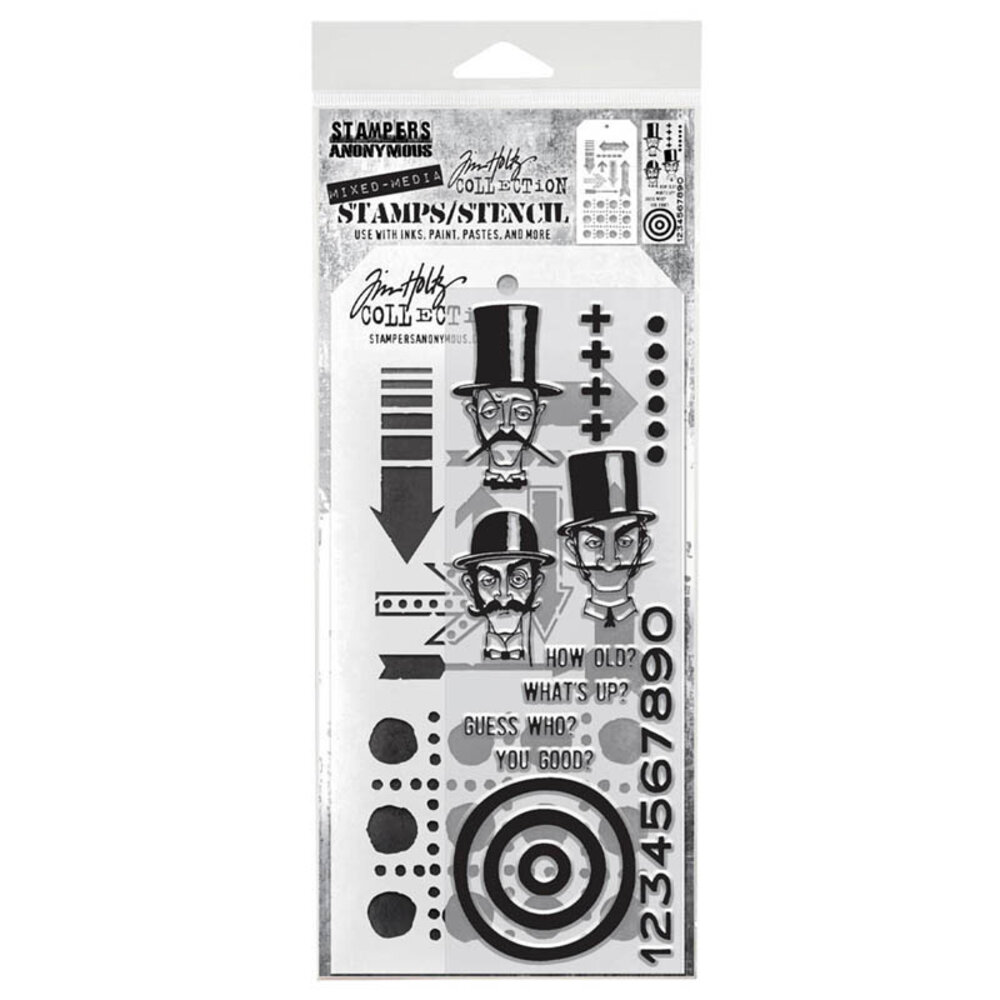 Stampers Anonymous Tim Holtz Clear Stamp and Stencil Set 39 (THMM139) Stampers Anonymous Tim Holtz Clear Stamp and Stencil Set 39 (THMM139)