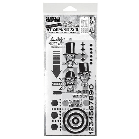 Stampers Anonymous Tim Holtz Clear Stamp and Stencil Set 39 (THMM139) Stampers Anonymous Tim Holtz Clear Stamp and Stencil Set 39 (THMM139)