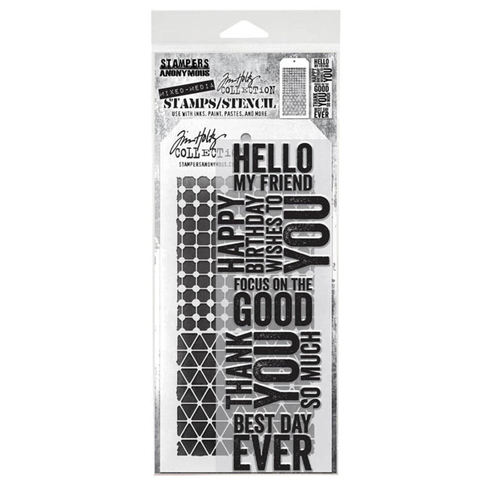 Stampers Anonymous Tim Holtz Clear Stamp and Stencil Set 40 (THMM140) Stampers Anonymous Tim Holtz Clear Stamp and Stencil Set 40 (THMM140)