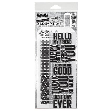 Stampers Anonymous Tim Holtz Clear Stamp and Stencil Set 40 (THMM140) Stampers Anonymous Tim Holtz Clear Stamp and Stencil Set 40 (THMM140)