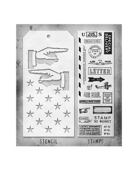 Stampers Anonymous Tim Holtz Clear Stamp and Stencil Set 41 (THMM141) Stampers Anonymous Tim Holtz Clear Stamp and Stencil Set 41 (THMM141)