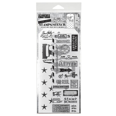 Stampers Anonymous Tim Holtz Clear Stamp and Stencil Set 41 (THMM141) Stampers Anonymous Tim Holtz Clear Stamp and Stencil Set 41 (THMM141)