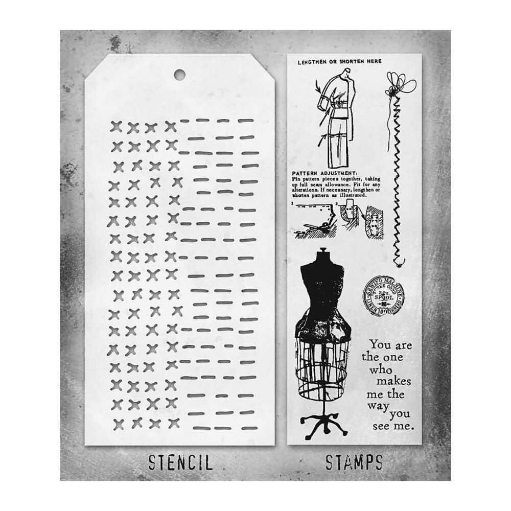 Stampers Anonymous Tim Holtz Clear Stamp and Stencil Set 42 (THMM142)