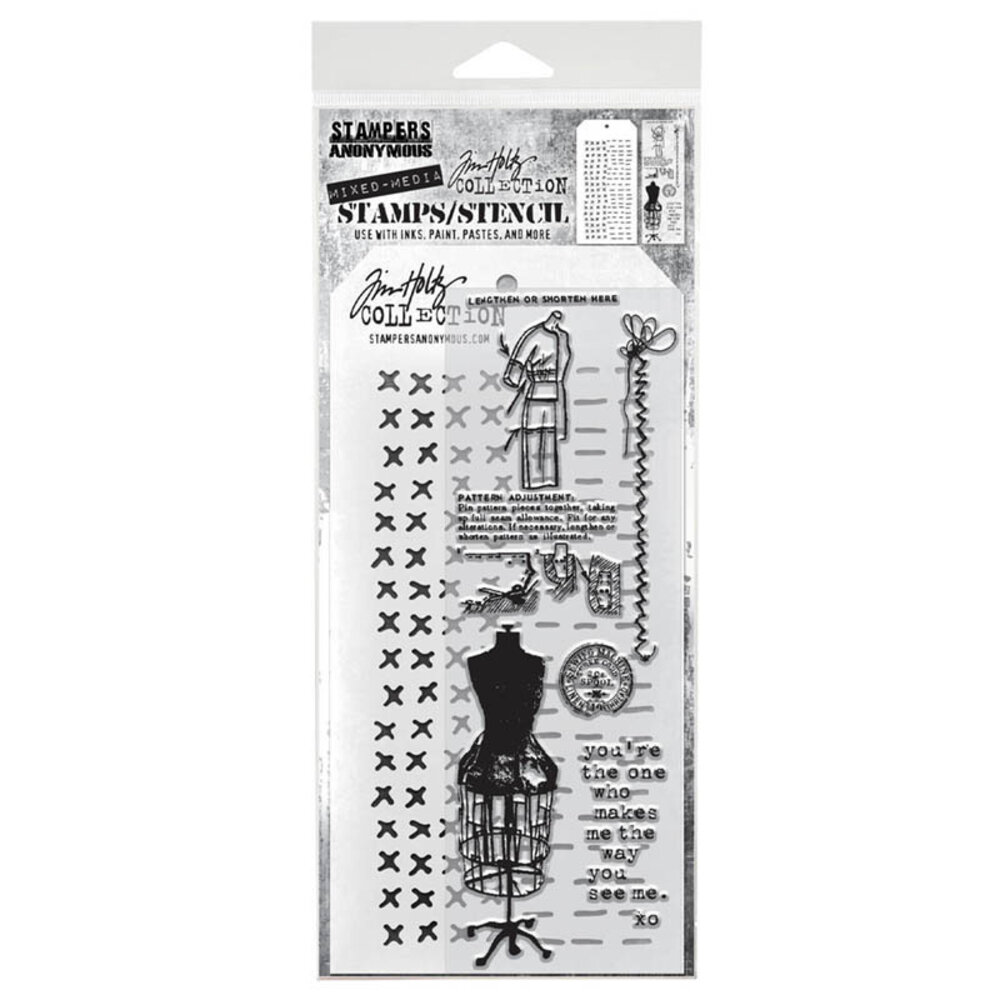 Stampers Anonymous Tim Holtz Clear Stamp and Stencil Set 42 (THMM142)