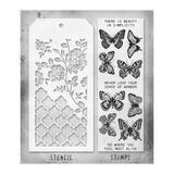 Stampers Anonymous Tim Holtz Clear Stamp and Stencil Set 44 (THMM144)