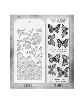Stampers Anonymous Tim Holtz Clear Stamp and Stencil Set 44 (THMM144) Stampers Anonymous Tim Holtz Clear Stamp and Stencil Set 44 (THMM144)