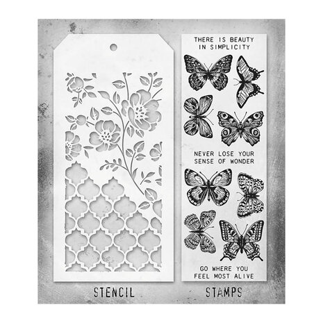Stampers Anonymous Tim Holtz Clear Stamp and Stencil Set 44 (THMM144) Stampers Anonymous Tim Holtz Clear Stamp and Stencil Set 44 (THMM144)
