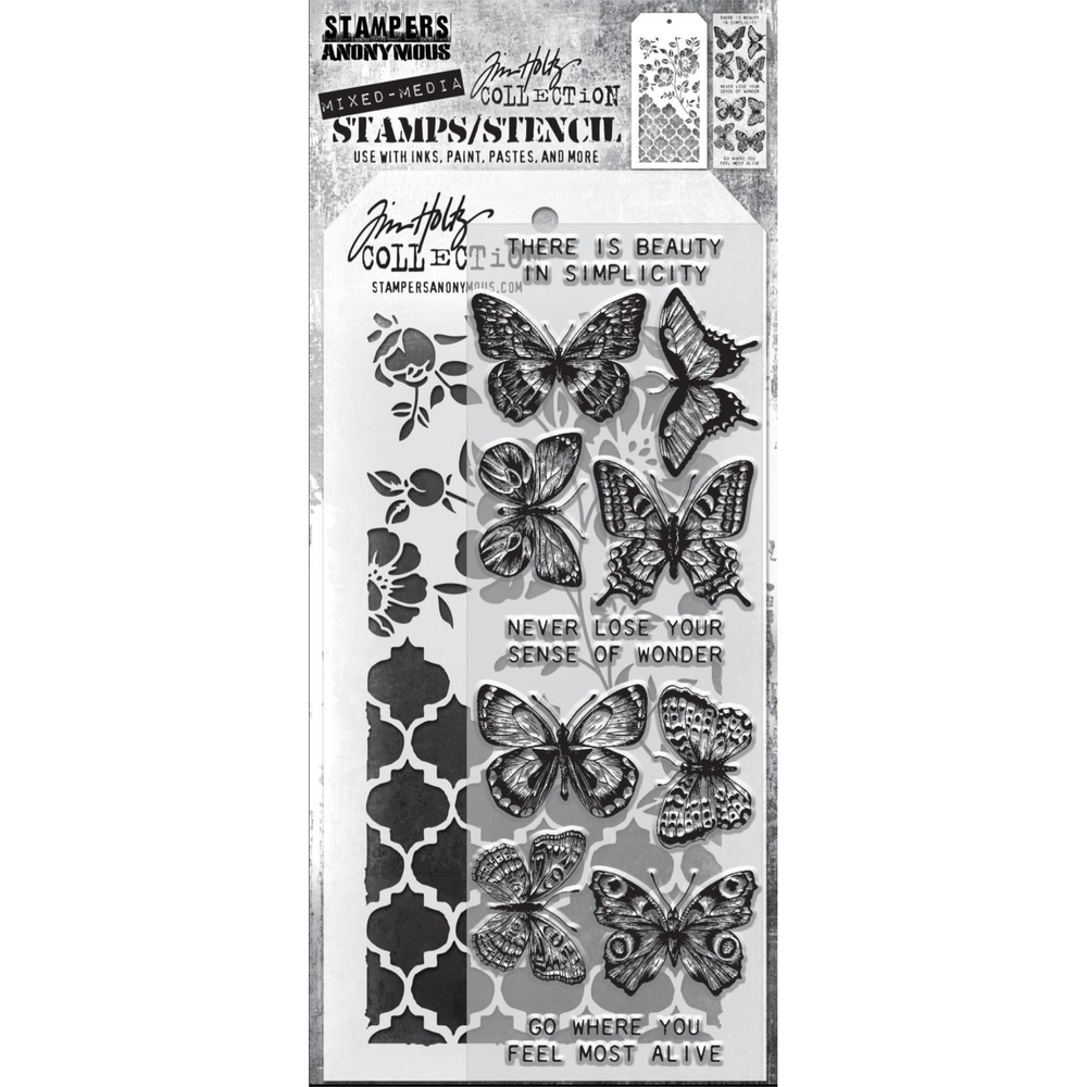 Stampers Anonymous Tim Holtz Clear Stamp and Stencil Set 44 (THMM144) Stampers Anonymous Tim Holtz Clear Stamp and Stencil Set 44 (THMM144)