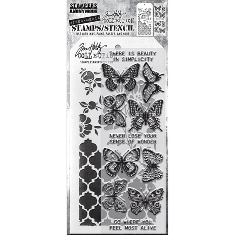 Stampers Anonymous Tim Holtz Clear Stamp and Stencil Set 44 (THMM144) Stampers Anonymous Tim Holtz Clear Stamp and Stencil Set 44 (THMM144)