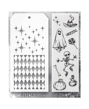 Stampers Anonymous Tim Holtz Clear Stamp and Stencil Set 45 (THMM145) Stampers Anonymous Tim Holtz Clear Stamp and Stencil Set 45 (THMM145)