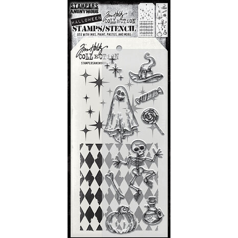 Stampers Anonymous Tim Holtz Clear Stamp and Stencil Set 45 (THMM145) Stampers Anonymous Tim Holtz Clear Stamp and Stencil Set 45 (THMM145)