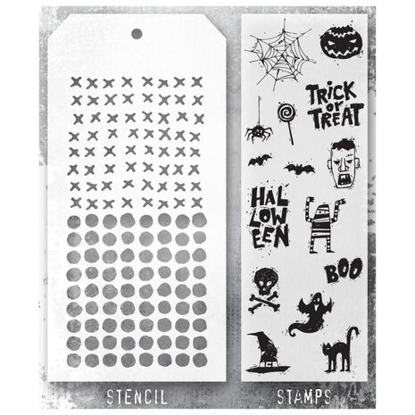 Stampers Anonymous Tim Holtz Clear Stamp and Stencil Set 47 (THMM147)