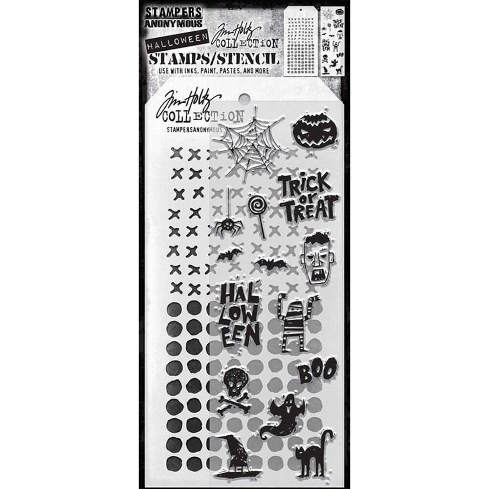 Stampers Anonymous Tim Holtz Clear Stamp and Stencil Set 47 (THMM147)