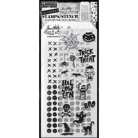 Stampers Anonymous Tim Holtz Clear Stamp and Stencil Set 47 (THMM147)
