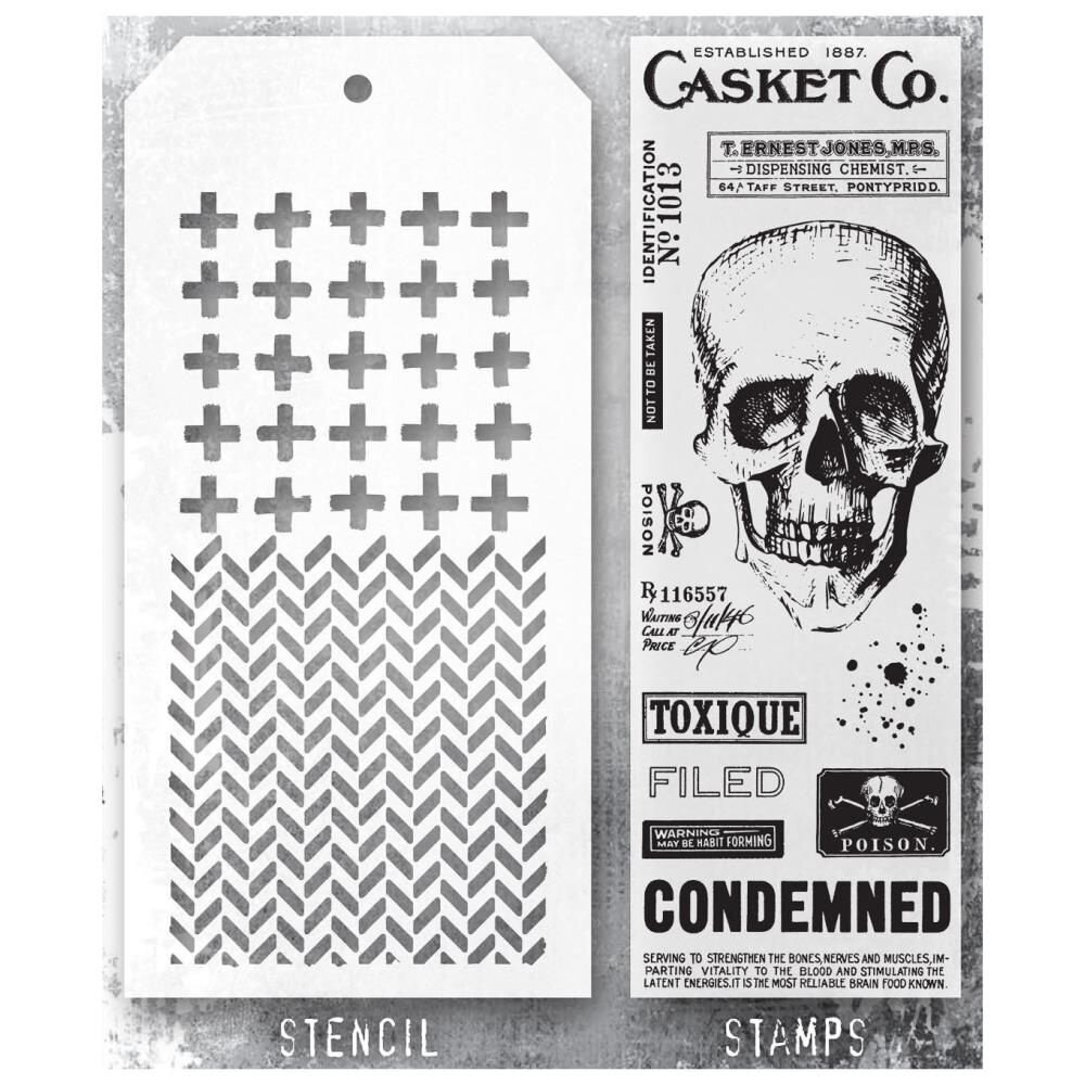 Stampers Anonymous Tim Holtz Clear Stamp and Stencil Set 48 (THMM148)