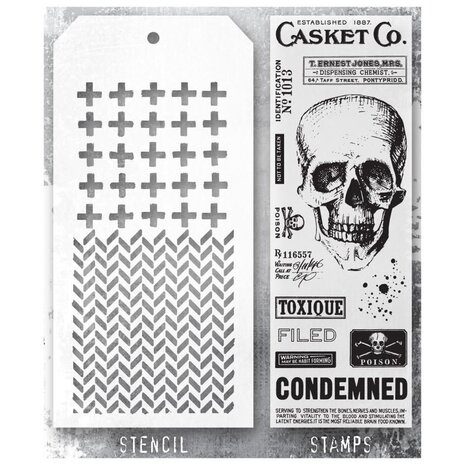 Stampers Anonymous Tim Holtz Clear Stamp and Stencil Set 48 (THMM148)