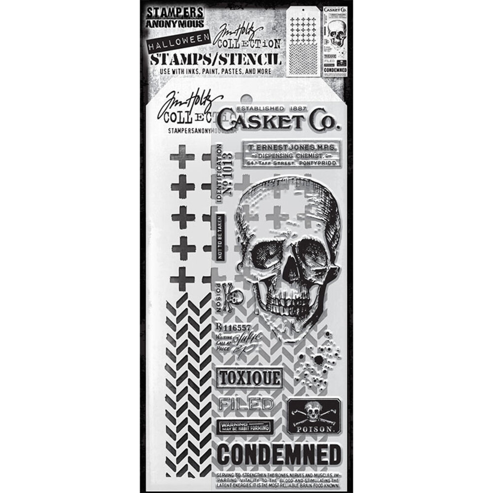 Stampers Anonymous Tim Holtz Clear Stamp and Stencil Set 48 (THMM148)