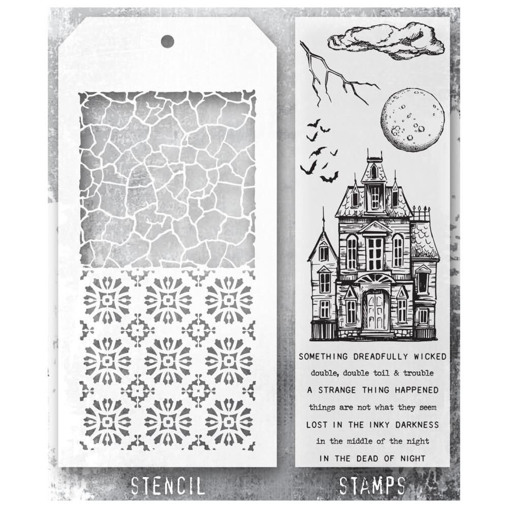 Stampers Anonymous Tim Holtz Clear Stamp and Stencil Set 49 (THMM149) Stampers Anonymous Tim Holtz Clear Stamp and Stencil Set 49 (THMM149)