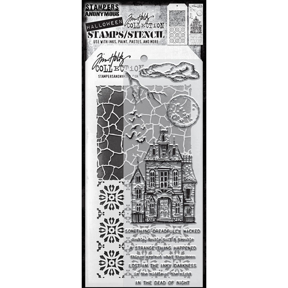 Stampers Anonymous Tim Holtz Clear Stamp and Stencil Set 49 (THMM149) Stampers Anonymous Tim Holtz Clear Stamp and Stencil Set 49 (THMM149)