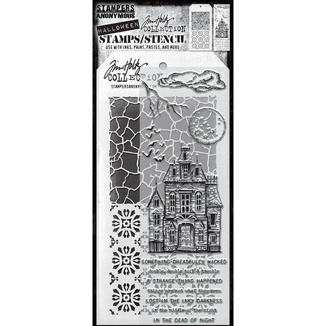 Stampers Anonymous Tim Holtz Clear Stamp and Stencil Set 49 (THMM149) Stampers Anonymous Tim Holtz Clear Stamp and Stencil Set 49 (THMM149)