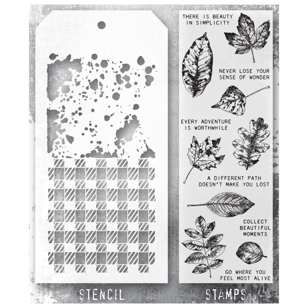 Stampers Anonymous Tim Holtz Clear Stamp and Stencil Set 50 (THMM150) Stampers Anonymous Tim Holtz Clear Stamp and Stencil Set 50 (THMM150)