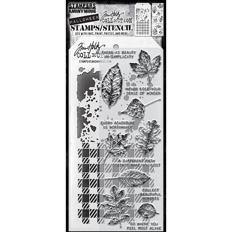 Stampers Anonymous Tim Holtz Clear Stamp and Stencil Set 50 (THMM150) Stampers Anonymous Tim Holtz Clear Stamp and Stencil Set 50 (THMM150)