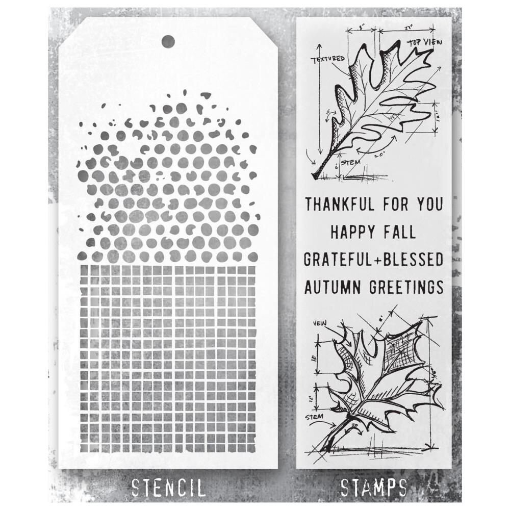 Stampers Anonymous Tim Holtz Clear Stamp and Stencil Set 51 (THMM151) Stampers Anonymous Tim Holtz Clear Stamp and Stencil Set 51 (THMM151)