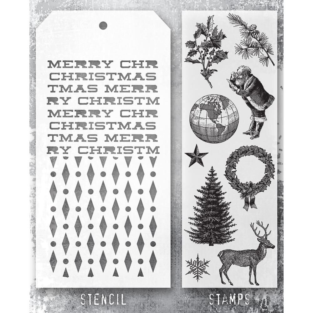 Stampers Anonymous Tim Holtz Clear Stamp and Stencil Set 52 (THMM152) Stampers Anonymous Tim Holtz Clear Stamp and Stencil Set 52 (THMM152)