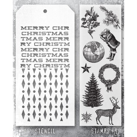 Stampers Anonymous Tim Holtz Clear Stamp and Stencil Set 52 (THMM152) Stampers Anonymous Tim Holtz Clear Stamp and Stencil Set 52 (THMM152)