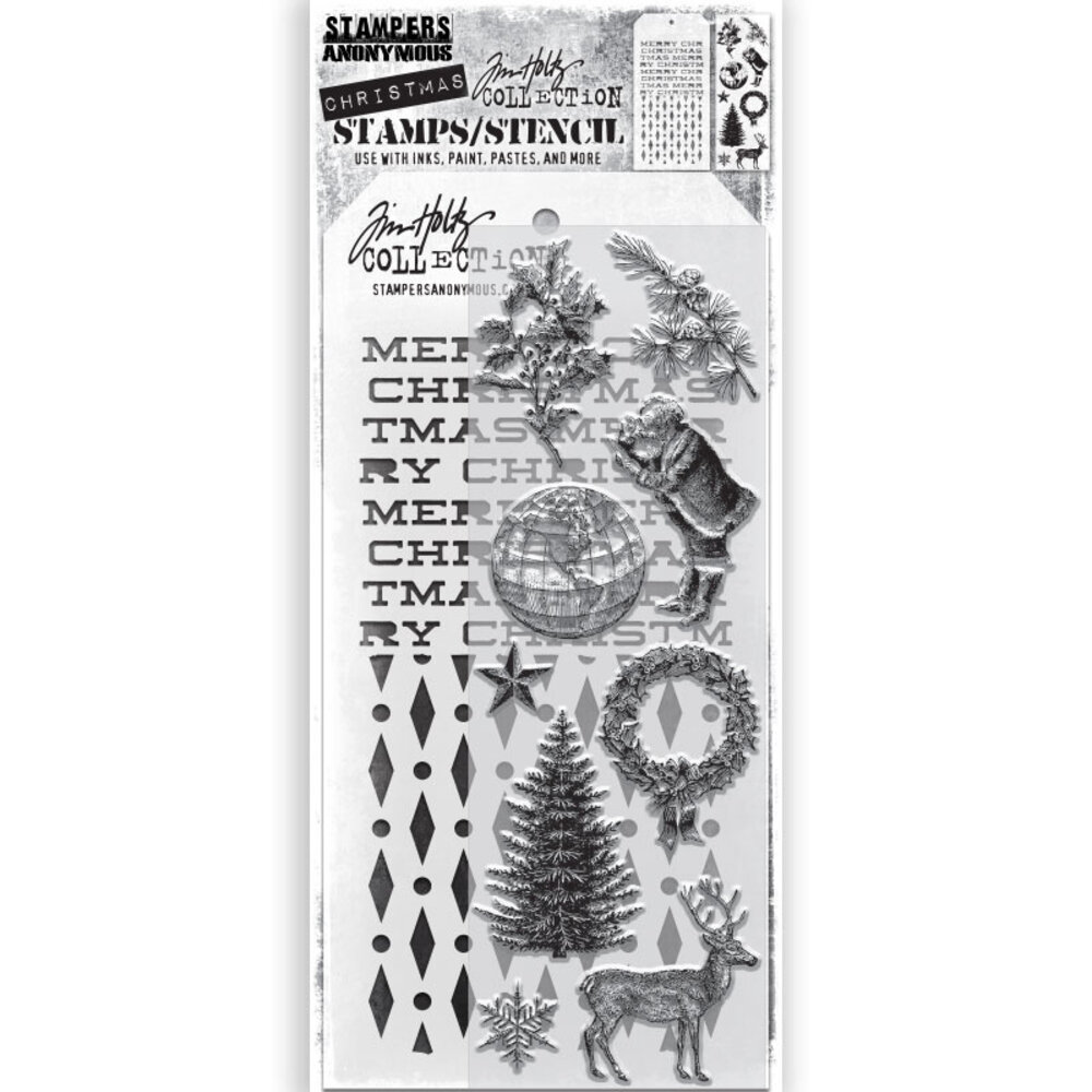 Stampers Anonymous Tim Holtz Clear Stamp and Stencil Set 52 (THMM152) Stampers Anonymous Tim Holtz Clear Stamp and Stencil Set 52 (THMM152)