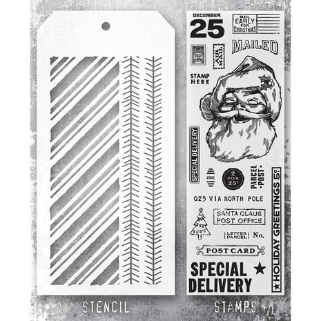 Stampers Anonymous Tim Holtz Clear Stamp and Stencil Set 54 (THMM154)