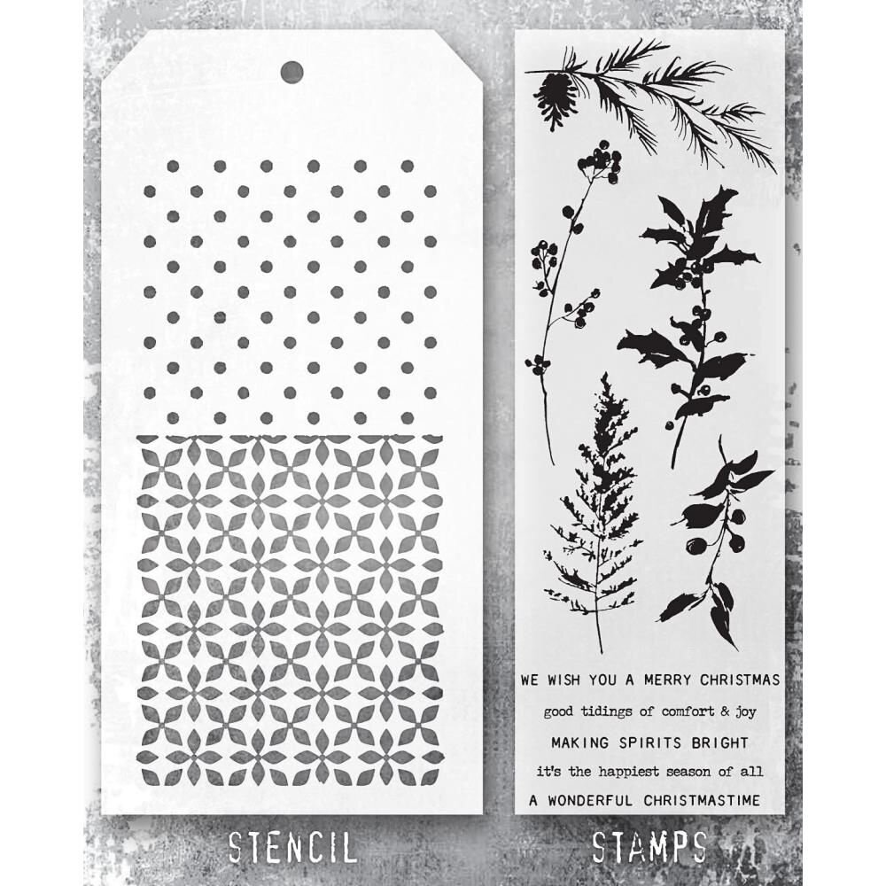 Stampers Anonymous Tim Holtz Clear Stamp and Stencil Set 55 (THMM155) Stampers Anonymous Tim Holtz Clear Stamp and Stencil Set 55 (THMM155)