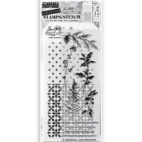 Stampers Anonymous Tim Holtz Clear Stamp and Stencil Set 55 (THMM155) Stampers Anonymous Tim Holtz Clear Stamp and Stencil Set 55 (THMM155)
