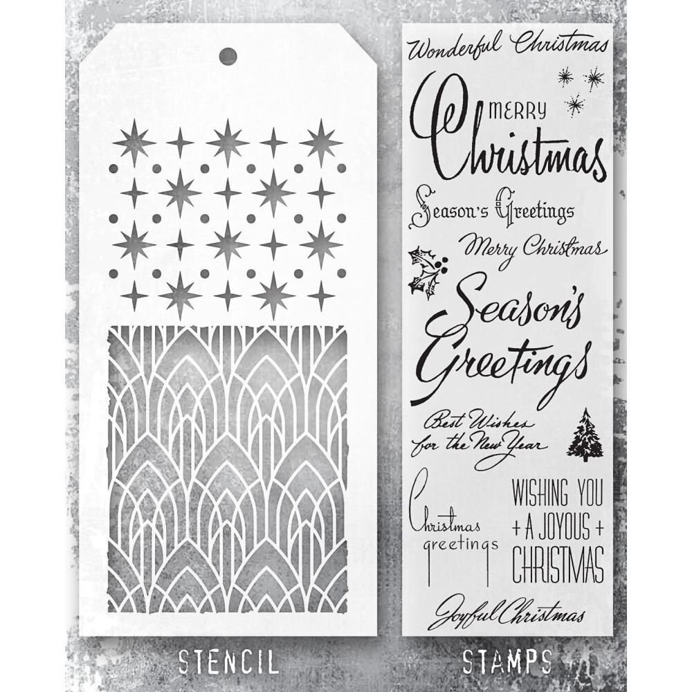 Stampers Anonymous Tim Holtz Clear Stamp and Stencil Set 56 (THMM156) Stampers Anonymous Tim Holtz Clear Stamp and Stencil Set 56 (THMM156)